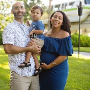 Off the Shoulder Dark Blue Maternity Dress